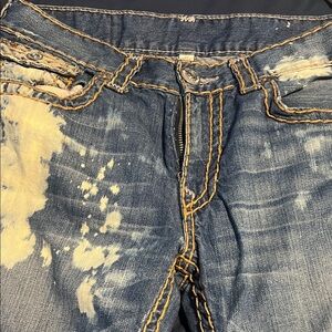 True Religion Blue and Yellow Straight Men Jeans